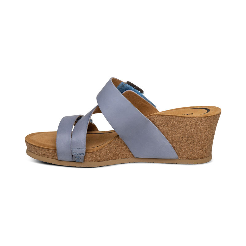 Aetrex Kimmy Arch Support Keilabsatz Sandalen Damen Blau | CUR1956JM