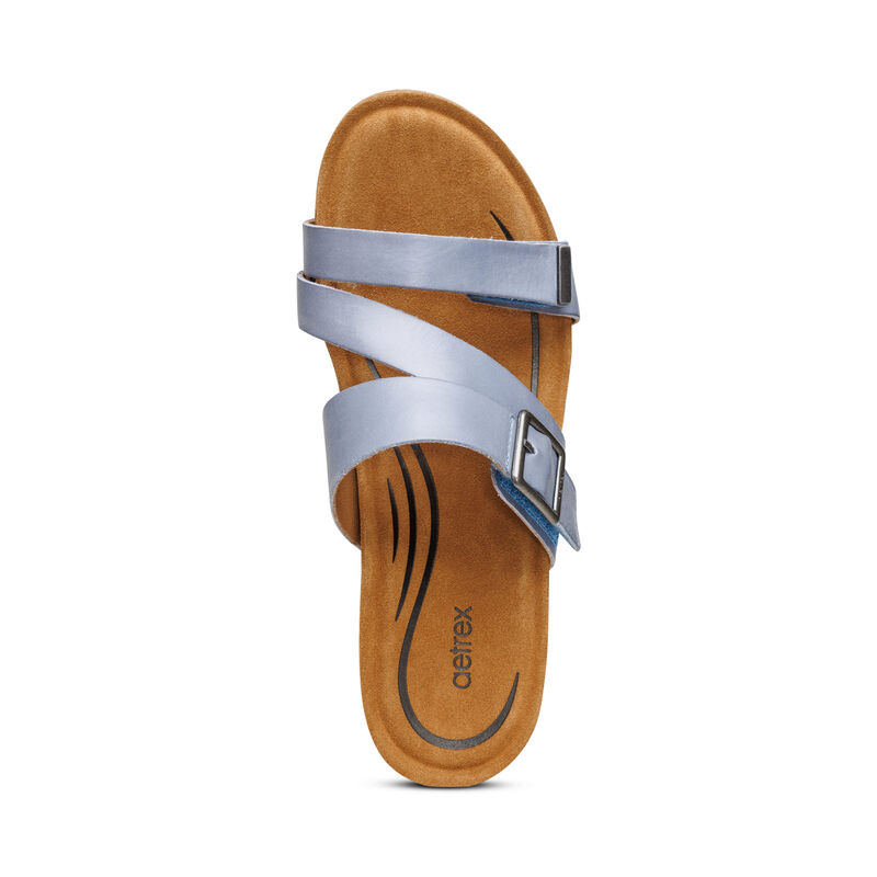 Aetrex Kimmy Arch Support Keilabsatz Sandalen Damen Blau | CUR1956JM