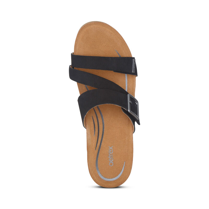 Aetrex Kimmy Arch Support Keilabsatz Sandalen Damen Schwarz | OAF4832RX