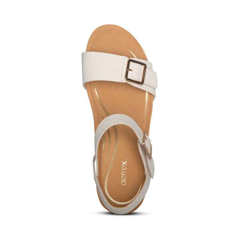 Aetrex Lexa Quarter Riemen Keilabsatz Sandalen Damen Weiß | NEO8574IU