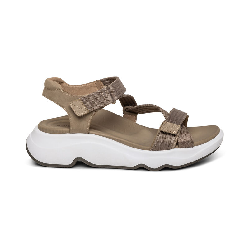 Aetrex Marz Adjustable Sport Plateau Sandalen Damen Grau Braun | FWI9611KY