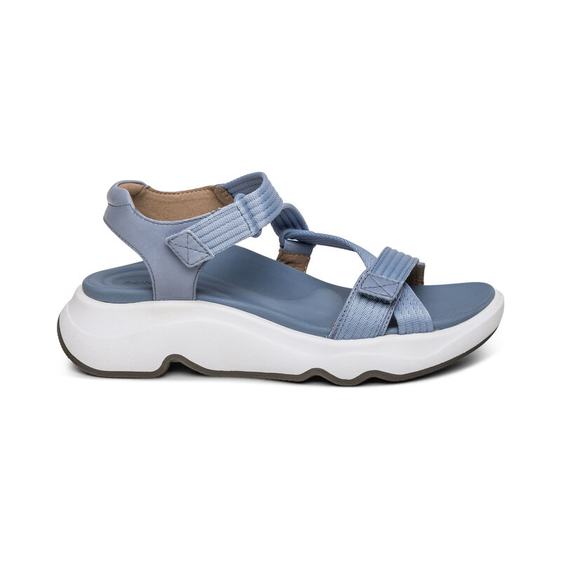 Aetrex Marz Adjustable Sport Plateau Sandalen Damen Blau | IEK8690ZZ