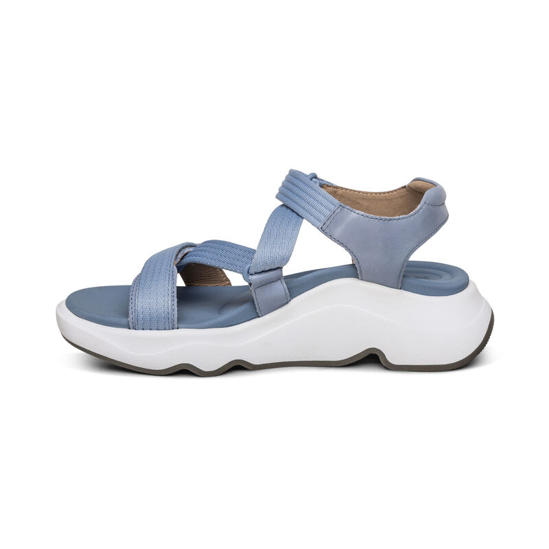 Aetrex Marz Adjustable Sport Plateau Sandalen Damen Blau | IEK8690ZZ