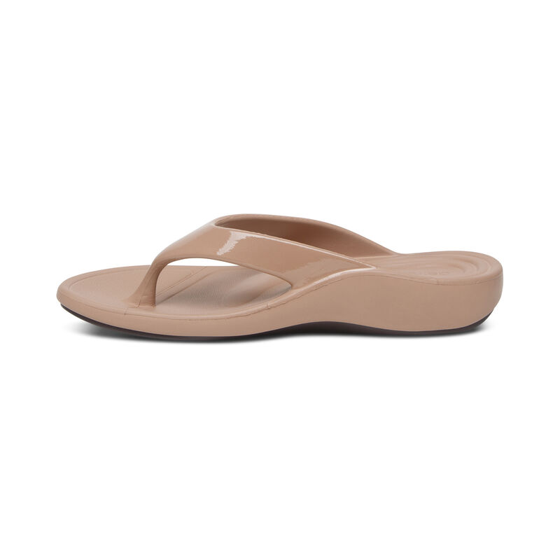 Aetrex Maui Orthotic Flip Flops Damen Beige | BDH6539KA