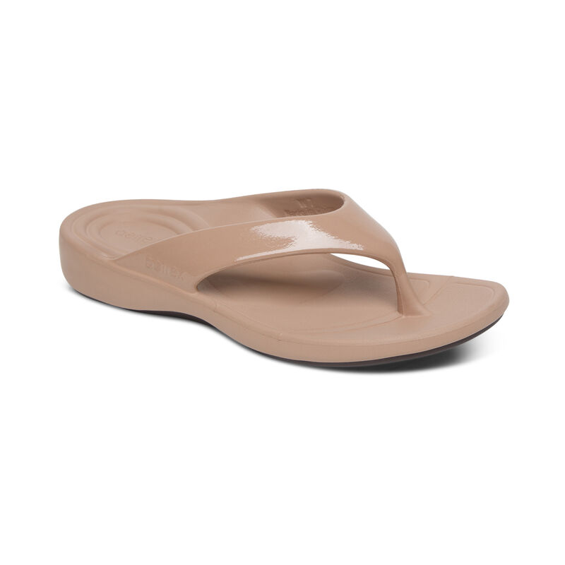 Aetrex Maui Orthotic Flip Flops Damen Beige | BDH6539KA