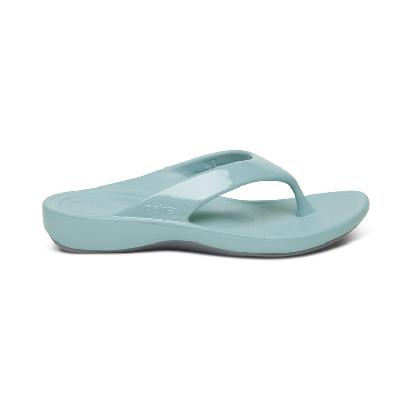 Aetrex Maui Orthotic Flip Flops Damen Blau | JRT2696SZ