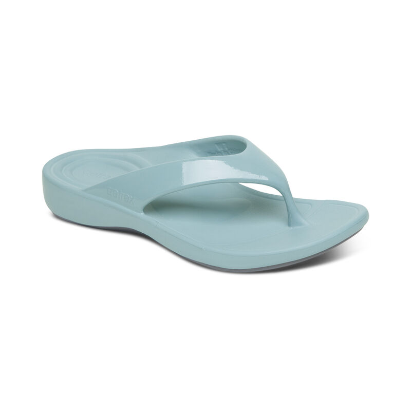 Aetrex Maui Orthotic Flip Flops Damen Blau | JRT2696SZ