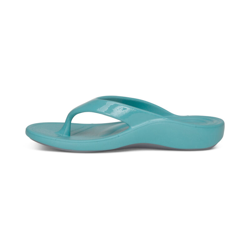 Aetrex Maui Orthotic Flip Flops Damen Helltürkis | RIS3864UO