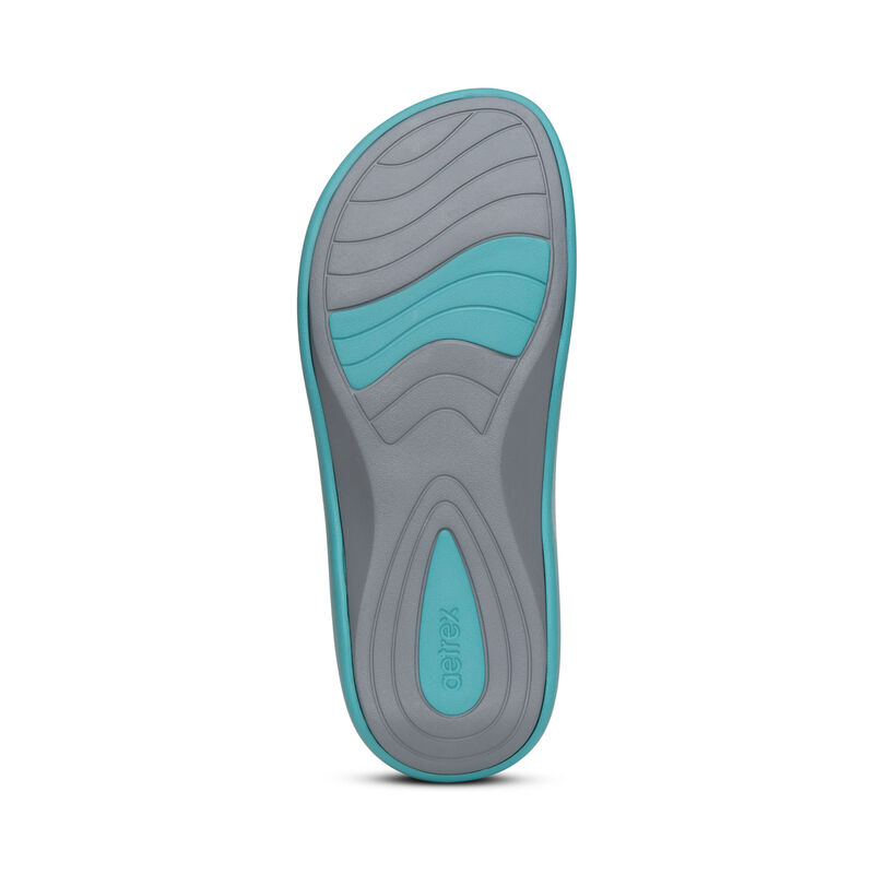 Aetrex Maui Orthotic Flip Flops Damen Helltürkis | RIS3864UO