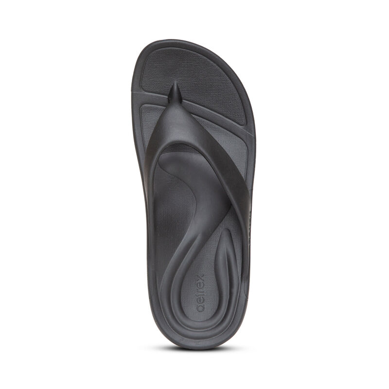 Aetrex Maui Orthotic Flip Flops Damen Schwarz | HYJ9683TE