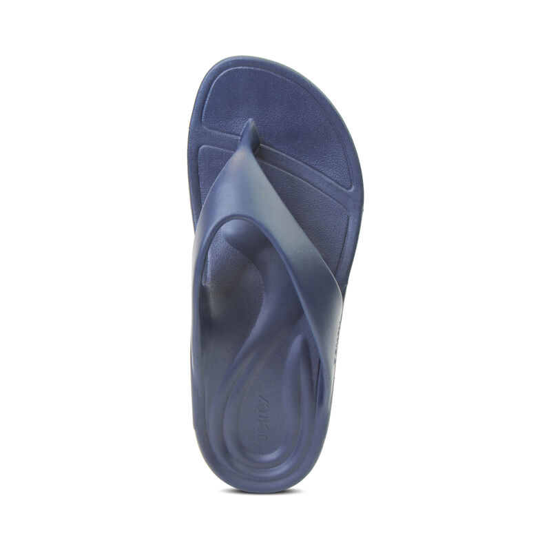 Aetrex Maui Orthotic Flip Flops Herren Navy | KHN4583XZ