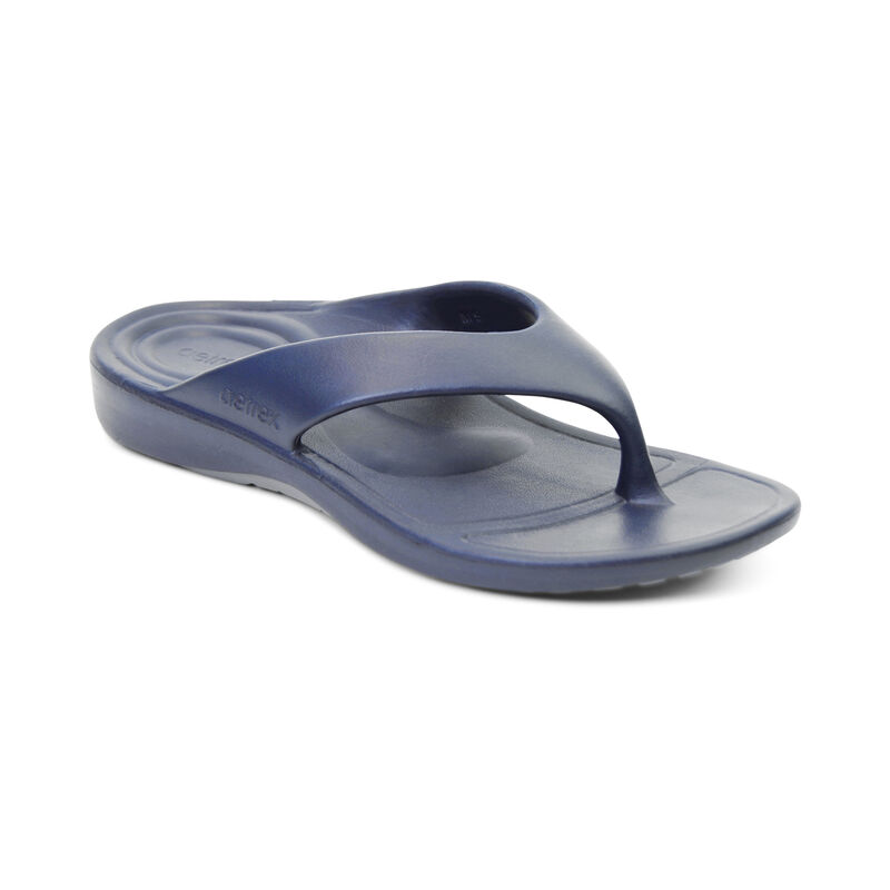 Aetrex Maui Orthotic Flip Flops Herren Navy | KHN4583XZ