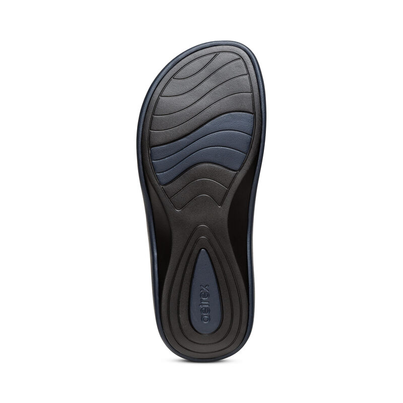 Aetrex Maui Starfish Orthotic Flip Flops Damen Navy | ROS3731LS