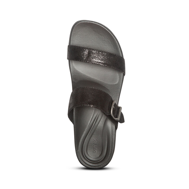 Aetrex Mimi Wasser-Friendly Sandalen Damen Schwarz | QYE1140IU