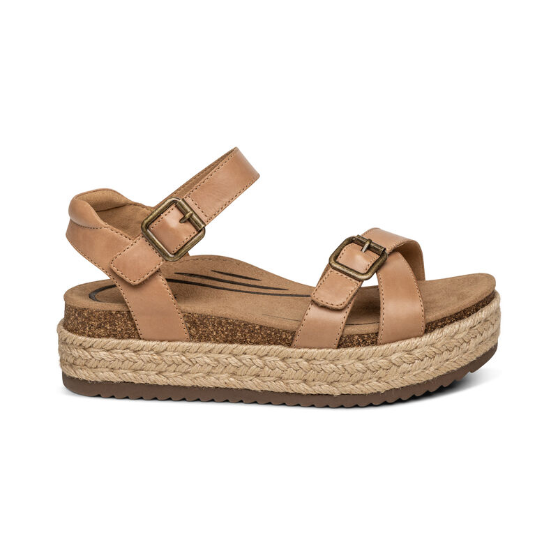 Aetrex Paula Plateau Sandalen Damen Braun | NUZ80100JV