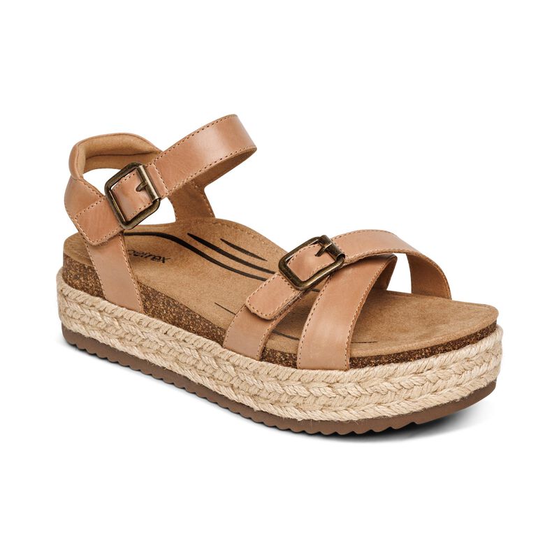 Aetrex Paula Plateau Sandalen Damen Braun | NUZ80100JV