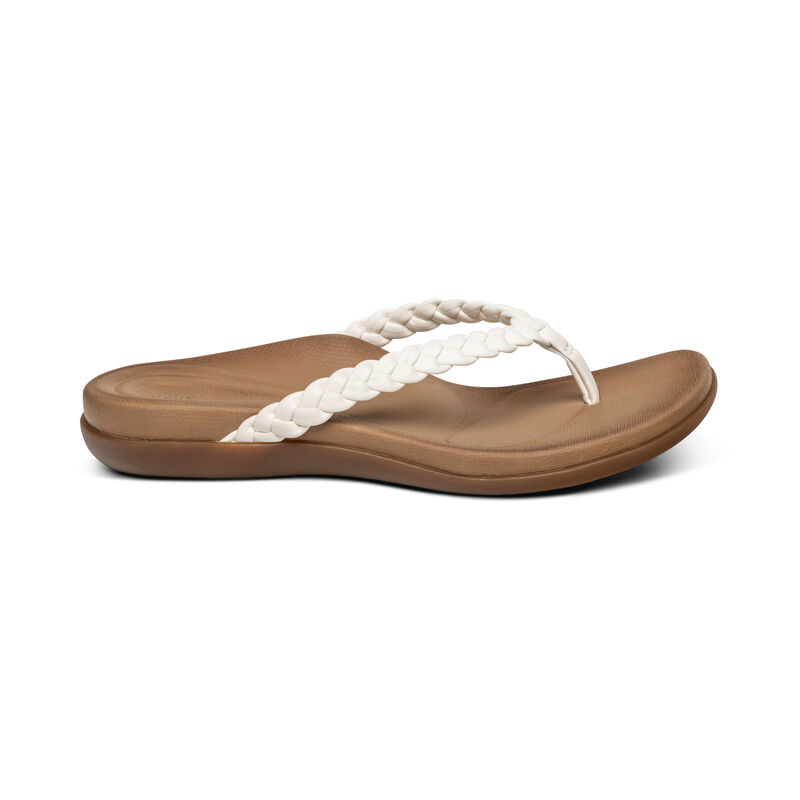 Aetrex Rachel Wasser-Friendly Tanga Flip Flops Damen Weiß | UXI664JK