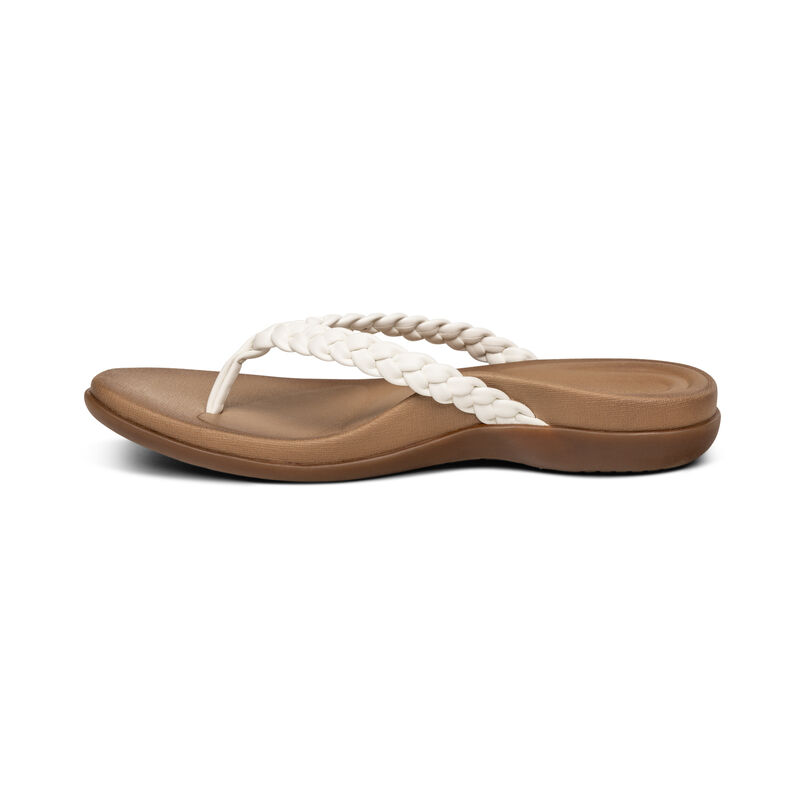 Aetrex Rachel Wasser-Friendly Tanga Flip Flops Damen Weiß | UXI664JK