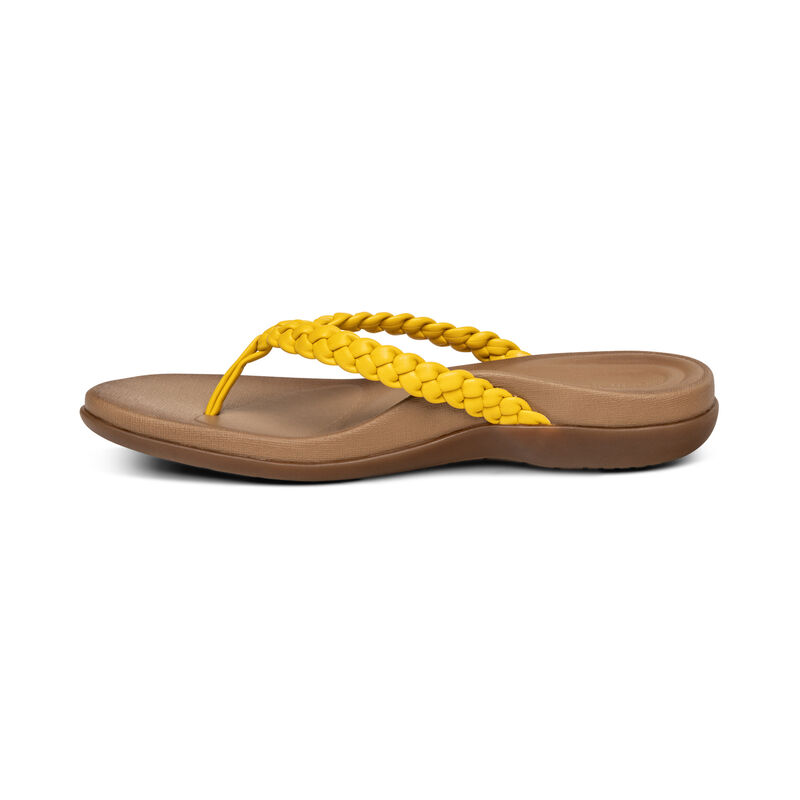 Aetrex Rachel Wasser-Friendly Tanga Flip Flops Damen Gelb | XRF3564PK