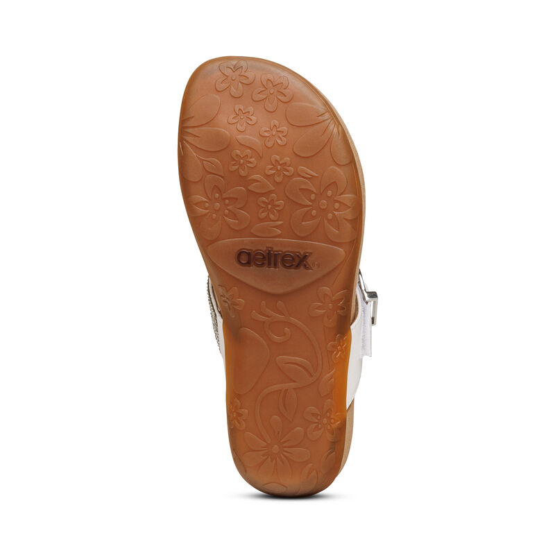 Aetrex Rae Adjustable Tanga Flip Flops Damen Weiß | RAM974LM