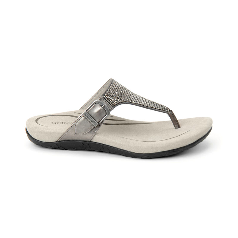 Aetrex Rae Adjustable Tanga Flip Flops Damen Silber | XQV6767VZ