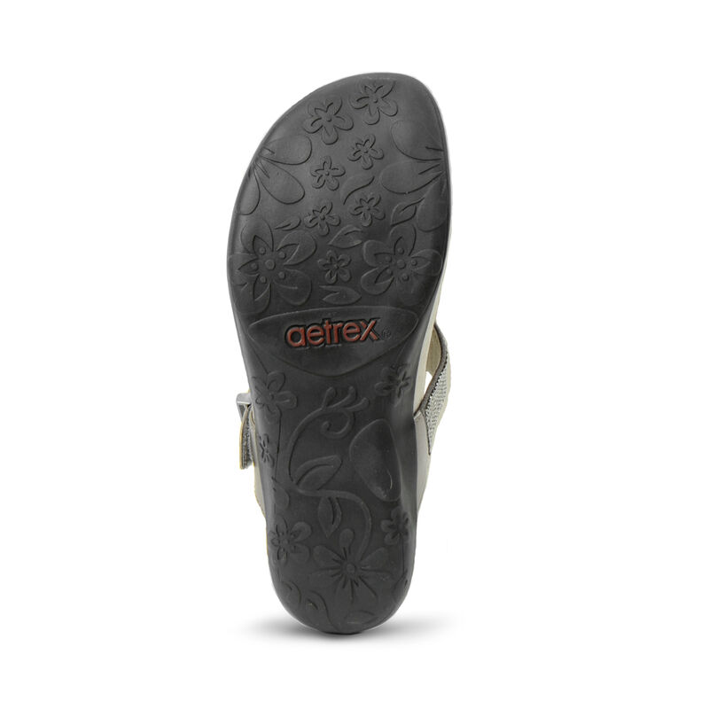 Aetrex Rae Adjustable Tanga Flip Flops Damen Silber | XQV6767VZ