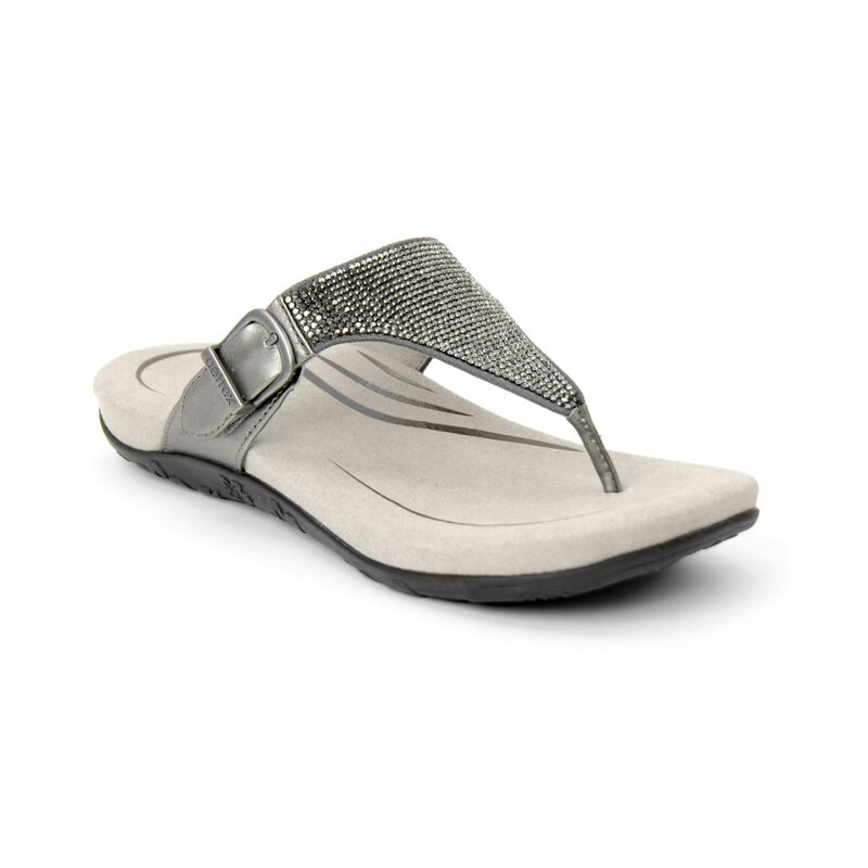 Aetrex Rae Adjustable Tanga Flip Flops Damen Silber | XQV6767VZ