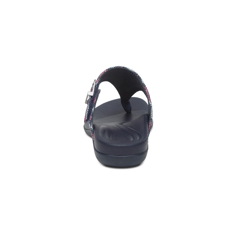 Aetrex Rita Adjustable Tanga Flip Flops Damen Navy | PUY5428CP