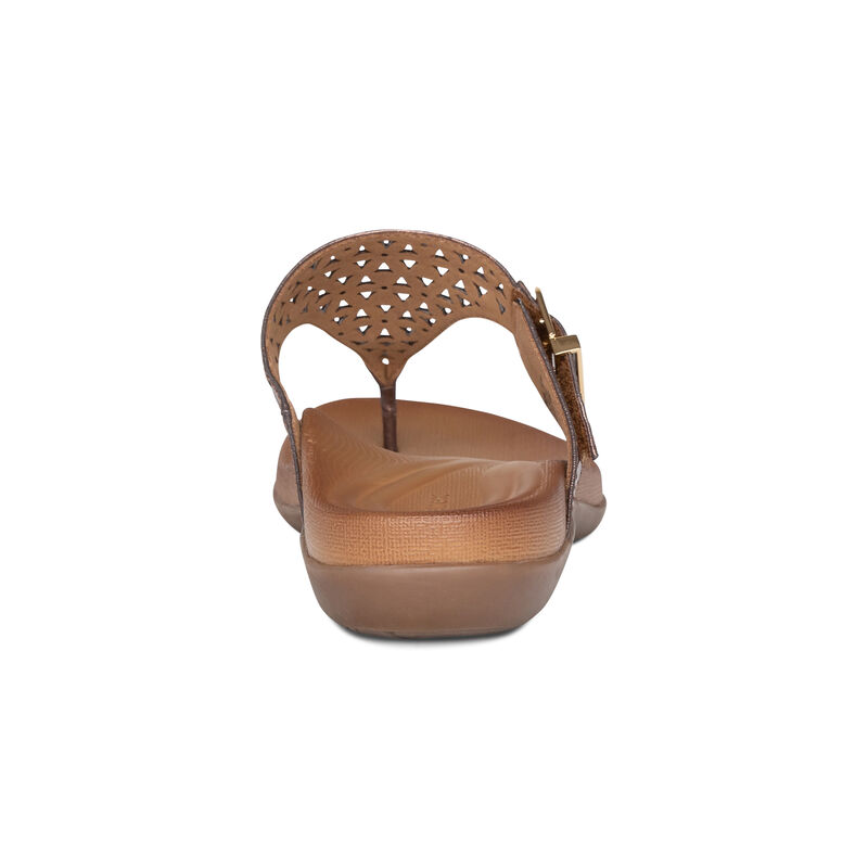 Aetrex Rita Adjustable Tanga Flip Flops Damen Braun Gold | ZFX7634JA