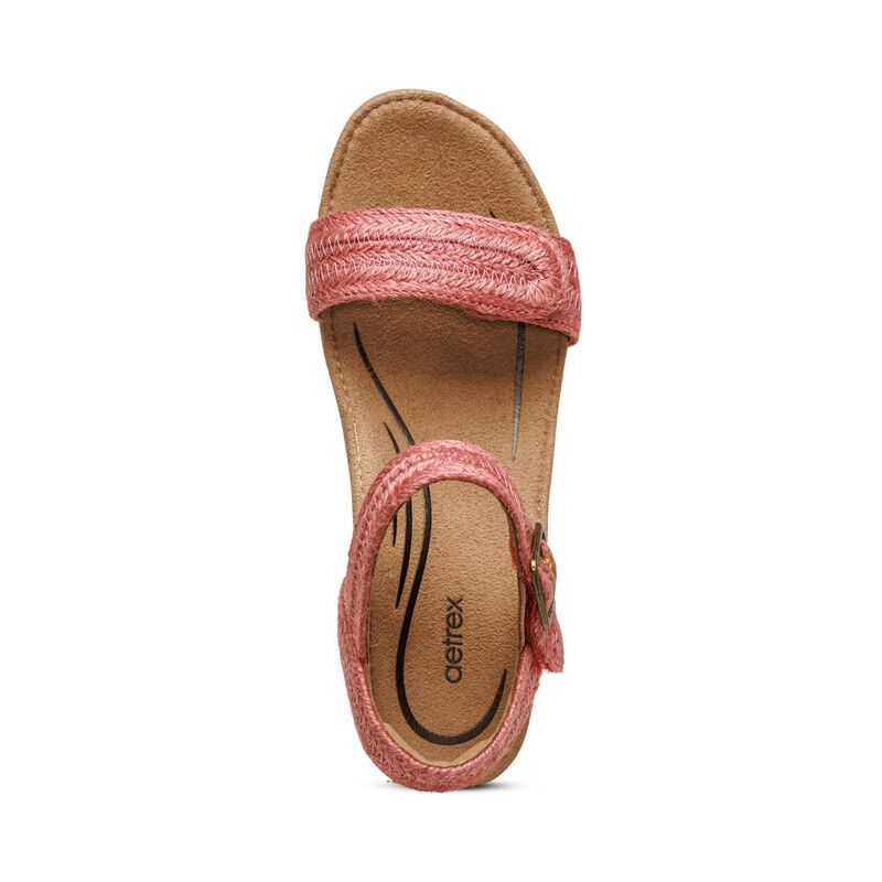 Aetrex Sydney Quarter Riemen Espadrilles Keilabsatz Sandalen Damen Rot | CJJ4986MA