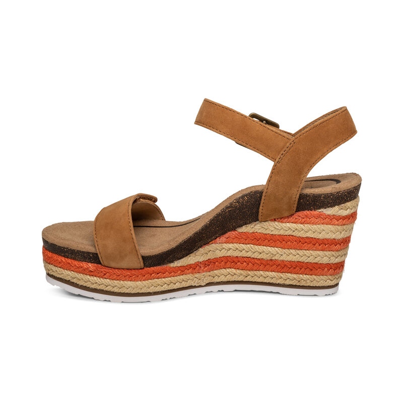 Aetrex Sydney Quarter Riemen Espadrilles Keilabsatz Sandalen Damen Braun | CLE375NA