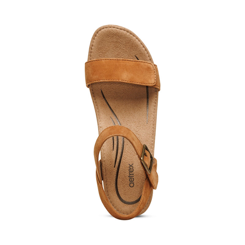 Aetrex Sydney Quarter Riemen Espadrilles Keilabsatz Sandalen Damen Braun | CLE375NA