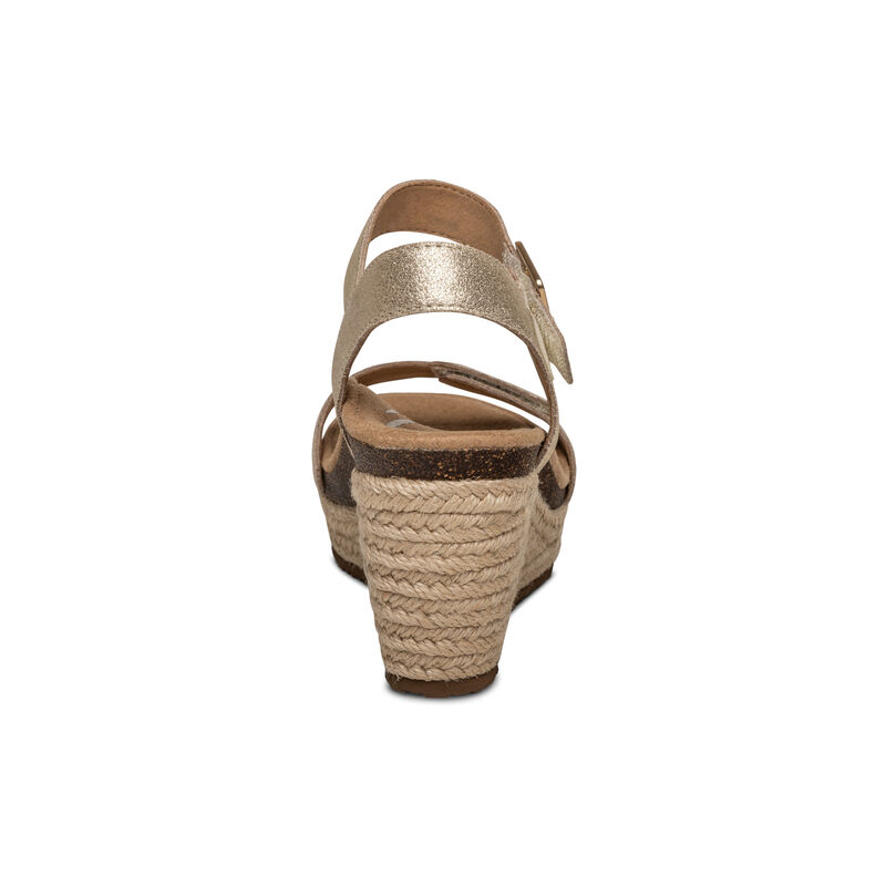 Aetrex Sydney Quarter Riemen Espadrilles Keilabsatz Sandalen Damen Gold | OZB4010UW