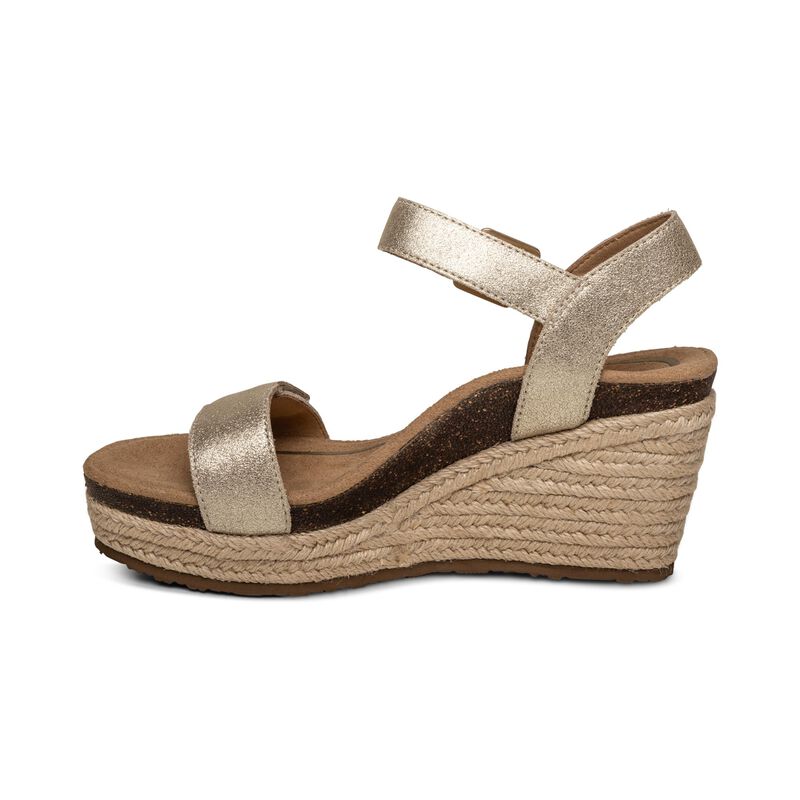 Aetrex Sydney Quarter Riemen Espadrilles Keilabsatz Sandalen Damen Gold | OZB4010UW