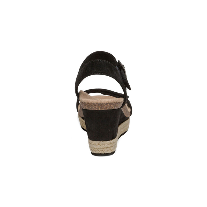 Aetrex Sydney Quarter Riemen Espadrilles Keilabsatz Sandalen Damen Schwarz | TAO4990LU