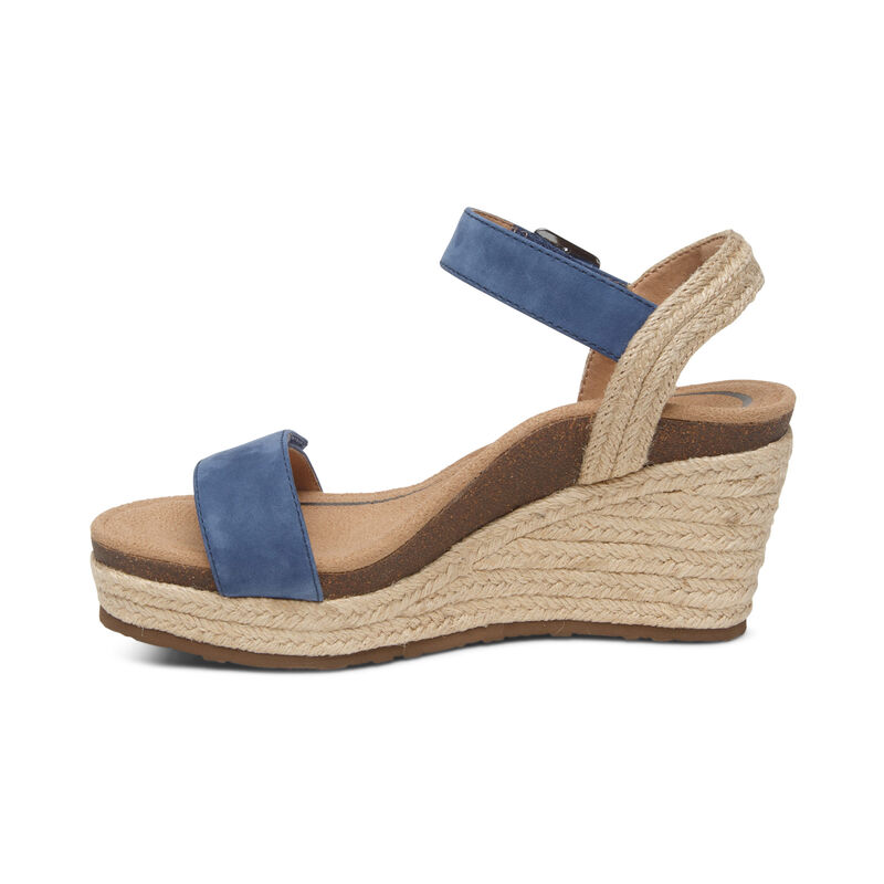 Aetrex Sydney Quarter Riemen Espadrilles Keilabsatz Sandalen Damen Blau | TWR4297FE