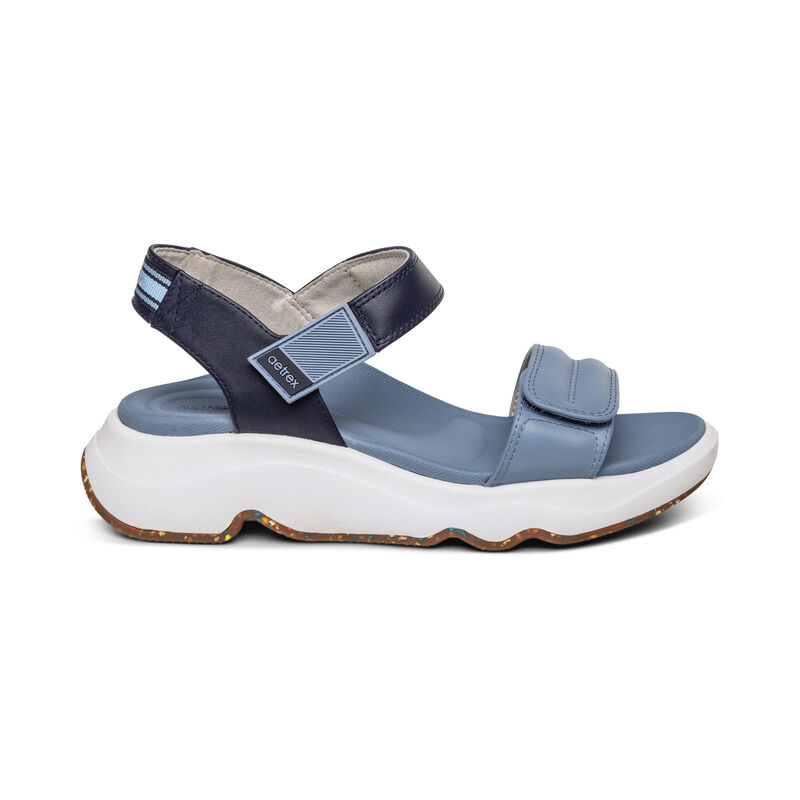 Aetrex Whit Wasser-Friendly Sport Plateau Sandalen Damen Blau | AKQ3835QM