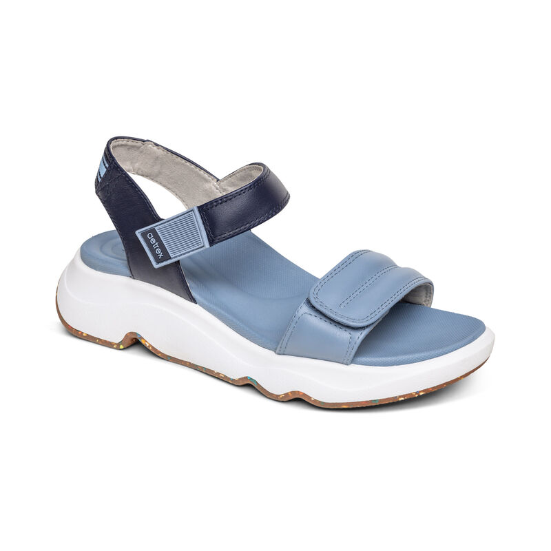 Aetrex Whit Wasser-Friendly Sport Plateau Sandalen Damen Blau | AKQ3835QM